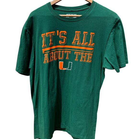 Miami Hurricanes NCAA It's all about the U green Adidas shirt Size Large - Picture 1 of 4